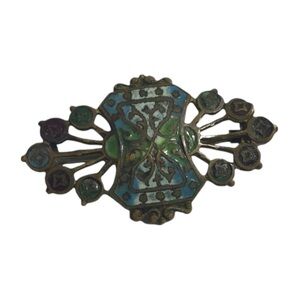 Circa 1900 Art Nouveau Enamel Heraldic Brooch – Antique Coat of Arms Statement P